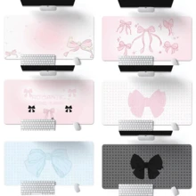 1pc Minimalist Korean Style Bowknot PU Leather Mouse Pad, Office Desk Mat, Computer Keyboard Carpet, Cartoon Design - A - View 1