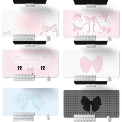 1 pieza Alfombrilla de ratón de estilo coreano simple de piel sintética, tapete de escritorio de oficina, alfombrilla de ratón para computadora, alfombra de velocidad de tipo, alfombrilla para jugador, alfombrilla para portátil y teclado con diseño de dibujos animados