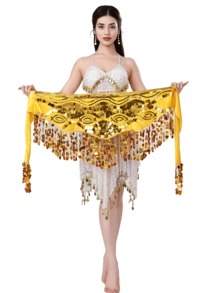 Women's Belly Dance Set Sequined Tassel Bra + Waist Chain Latin Dance Performance Practice Clothing Set - Multicolor - View 19