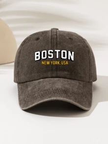 1pc Fashionable Casual Versatile Washed Baseball Cap With "BOSTON NEW YORK, USA" Print, Unisex Essential Stylish Item For All Seasons - Baseball Cap - View 8