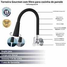 Black Gourmet Flexible Kitchen Faucet, Wall/Countertop Mount, Premium  Finish - Tường (ĐEN) - Xem 2