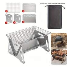 Mini Detachable Portable Butane Camping Grill (Mini Foldable Small Outdoor BBQ Rack), High-Temperature Resistant BBQ Rack, Suitable For Hiking, Picnic, Backpacking - Multicolor - View 3