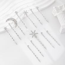 合金电镀星形发夹，月亮发饰，雪花叠层发夹套装，波西米亚风格 - 彩色 - 查看 3