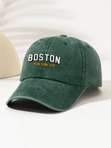 1pc Fashionable Casual Versatile Washed Baseball Cap With "BOSTON NEW YORK, USA" Print, Unisex Essential Stylish Item For All Seasons - Baseball Cap - View 2