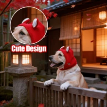 Sombrero adorable para perro, se mantiene firmemente en su lugar - Cuenta con un diseño de correa elástica ajustable que se adapta al 90% de los perros pequeños, incluso durante sacudidas intensas. - Rojo - Ver 4