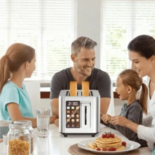 2 Slice Smart Touchscreen Toaster, 304 Stainless Steel Toaster, 6 Bread Modes & 6 Browning Levels, Extra Wide Slots, Bagel/Reheat/Defrost, Removable Crumb Tray, Compact Home Appliances Countertop Toaster, Tostadora De Pan - US A Type Plug(110-127V) - View 2