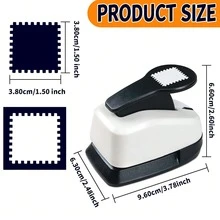 1.5英寸(38毫米)印章形镂空冲孔切割工具,时尚印章形镂空方形图案,适用于纸艺DIY、卡片制作、剪贴簿、学生使用 - 1.5 inch 38mm Stamp Puncher - 查看 3