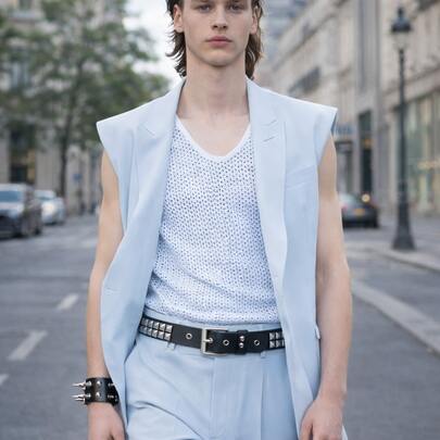 Men's Punk Studded Leather Bracelet & Silver Pyramid Studded Belt Set Edgy Rock Streetwear Adjustable Wrist Cuff Plus Heavy Metal Square Stud Waist Belt Black Biker Accessories For Casual Outfit, Concert & Festival Fashion