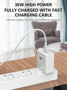 30W快充墙充，30W USB-A电源适配器充电器，支持30W快充，兼容USB-A转Type-C数据线，兼容 17/16 Pro Max/16 Pro/15 Pro Max/15 Pro，兼容三星S26/S25/S24/S23，美规插头，110-127V电压，适合家庭、办公室、旅行使用，情人节礼物之选。 - 美規A型插(110-127V) - 查看 4