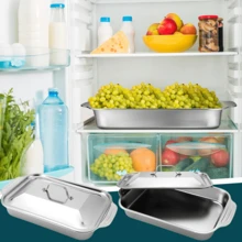 TUMATICLY 4PCS Stainless Steel Baking Trays With Lids (2 Lids, 2 Containers), 9x13IN/22.9x33CM (Large And Small), Rectangular Loaf Pans With Lids, Disposable Baking, Steam Baking Trays, For Cakes, Dishwasher , Serving Containers - View 6