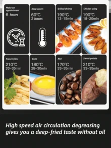 LEVIATECH 4,2 L Freidora de aire inteligente de gran capacidad, con pantalla táctil LED multifunción, apta para freír, hornear, asar pollo y cocinar en microondas - Ver 5