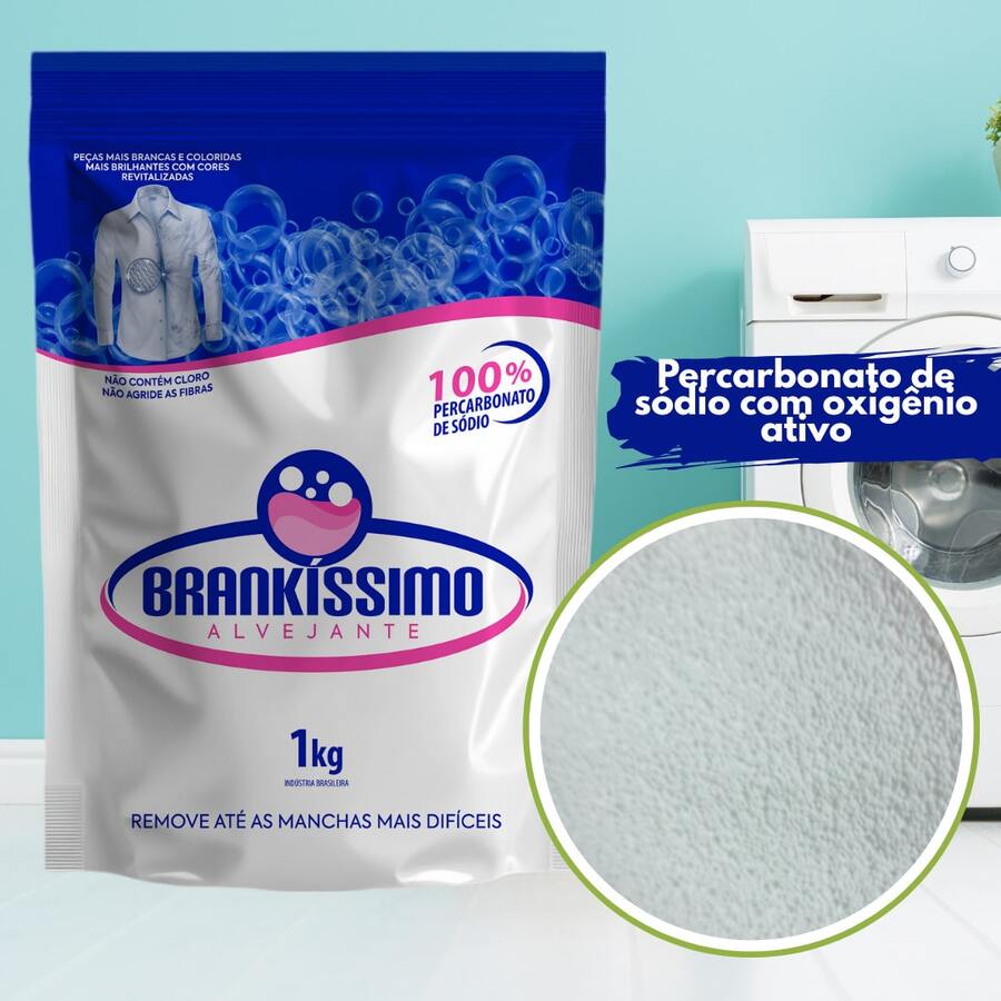 Percarbonato de sódio 1 kg alvejante de roupas 100% puro granulado tira manchas - Branco 1 peça - Visão 1
