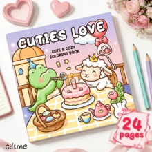 GDTME 1 "Lovely Love" Coloring Book, 24 Thick Inner Pages, Suitable For Beginners, Size 7.87*7.87 Inches, Clear And Clean Patterns, Relax The Mind, Great Gift, Adult Coloring Book, Essential Painting Book For Home. Helps Relieve Stress, Suitable For Stationery And Learning Supplies. - 353 - View 1