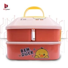 Lonchera Tipo Tóper 3 en 1 con Cubiertos y Asa Transportable Termorresistente YUDA16117 - Rosa coral - Ver 5