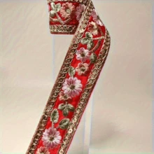 1.5 Yard/2.5 Yard New Embroidered Lace Trims, Embroidered Lace, Water-Soluble Lace, Applique Lace, Sewing Handmade Decorations, Suitable For Sewing Crafts, Party, Wedding, Clothing Decoration, Headwear, Collar, Hat, Gift Packaging, Curtains, Tablecloths, Home Textiles, Bags, Bedding, Holiday Decorations And DIY Accessories - Red - View 6