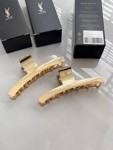 Yves Saint Laurent YSL Early Spring Limited Edition Gift, Large Gold-Tone Metal Hair Clip - Shiny Elegant Hair Accessory With Embossed Logo - Gold - View 6