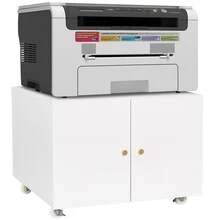 Metal Printer Stand With Storage, Mobile Printer Table For Small Spaces With Adjustable Shelf, Filing Cabinet On Wheels For Home Office (White) - 白色 - 查看 9