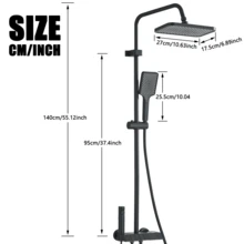 Juego de ducha de baño, juego de ducha con pantalla digital lacado en piano negro, grifo de baño con control dual de agua caliente y fría, grifo de cascada, sistema de ducha de lluvia, control dual de agua caliente y fría negro - Negro - Ver 2