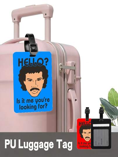 Etiqueta de equipaje divertida - Diseño de dibujos animados retro lindo con citas humorísticas, hecha de cuero de PU de colores brillantes, adecuada para bolsos, mochilas, bolsas de gimnasio, un accesorio de viaje ideal para hombres y mujeres