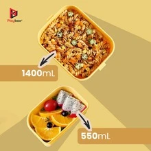 Lonchera Tipo Tóper 3 en 1 con Cubiertos y Asa Transportable Termorresistente YUDA16117 - Rosa coral - Ver 4