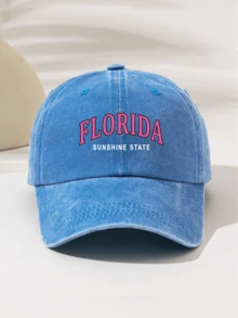 1pc Fashionable Casual Versatile Washed Baseball Cap With "FLORIDA SUNSHINE STATE" Printed Pattern, High-Quality All-Season Gift For Family And Friends - Baseball Cap - View 13