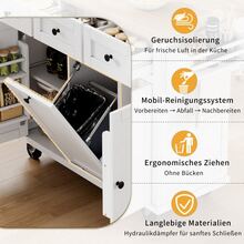 Kitchen Island With Wheels, Removable Dining Area, Kitchen Island With Bin And Drawers, Mobile Kitchen Island, Ideal For The Kitchen And Dining Room (White) - White - View 9