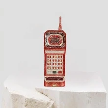 Women Funny Cellphone Shape Rhinestone Clutch Purse Cute Crystal Handbag Novelty Diamond Evening Bag For Party Prom - 紅色 - 查看 1