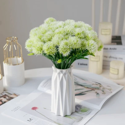 100/50/30/18/6/1pc Artificial Dandelion Flowers, Plastic Plant Shrub Decor, Fake Stems For Indoor Outdoor Home Garden Party Wedding DIY Decoration Filler