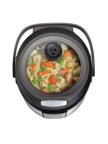 Olla eléctrica cocción múltiple Hamilton Beach 4.3 LTS – Cocina Lenta, Vaporera, Saltea y Mantiene Caliente – Olla Eléctrica Multifunción con Temporizador, Antiadherente y Tapa de Vidrio - Tipo de Enchufe B Japonés (100V) - Ver 4