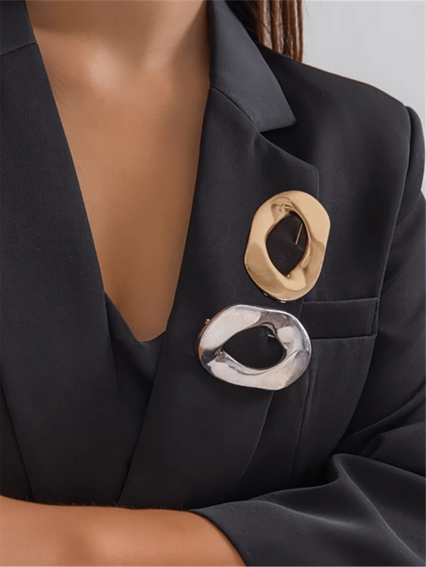 Vintage Simple Alloy Brooch Pin For Men And Women, Fashionable Irregular O-Shaped Lapel Pin, No Plating, Daily Wear Accessory, All Seasons Compatible - Pack Of 1