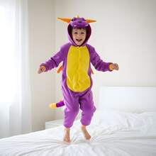 nerd hunters Kids Cozy Dragon Hooded Kigurumi Pajama Suit - Purple - View 7