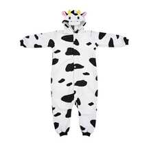 nerd hunters Kids Cozy Cow Hooded Kigurumi One-Piece Pajamas - Black and White - View 9