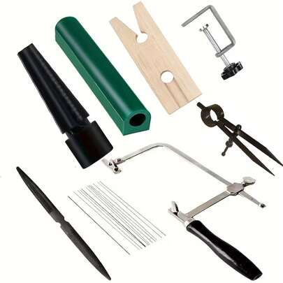 Kit de fabricación de joyas DIY, incluye tubos de cera verde para tallar, tapones y abrazaderas de madera, lima de cera de doble extremo, compás de dibujo y tijeras - Juego de herramientas de artesanía completo, molde de fundición de joyas, herramientas profesionales para la fabricación de joyas