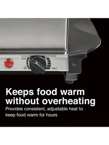 Bufetera con 2 sartenes removibles y tapas abovedadas transparentes que conservan el calor Proctor Silex, de acero inoxidable, ideal para eventos - Plateado - Ver 5