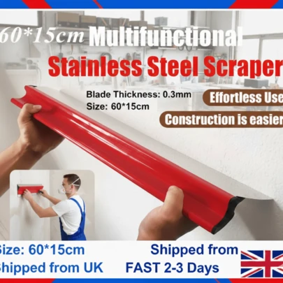 24Inch/60CM Drywall Skimming Blade, Stainless Steel Smoothing Spatula Wall Plastering Tools Drywall Skimming Blade For Plastering Large Working Area Wall Decoration