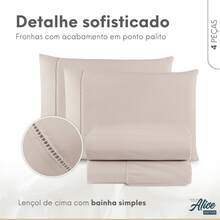 Queen Size 600 Thread Count 4-Piece Fitted Sheet Set For Box Spring Beds, Alice Brand, Luxurious Egyptian Cotton, Hemstitch. - 卡其色 - 查看 3