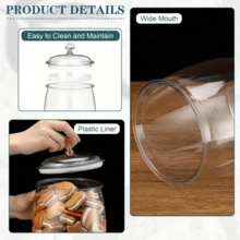 2pc Plastic Candy And Cookie Jars With Lids, Transparent Cookie Containers, Candy Jars, Airtight Apothecary-Style Storage For Weddings, Home Kitchen, Bar (74 Oz) - 查看 3