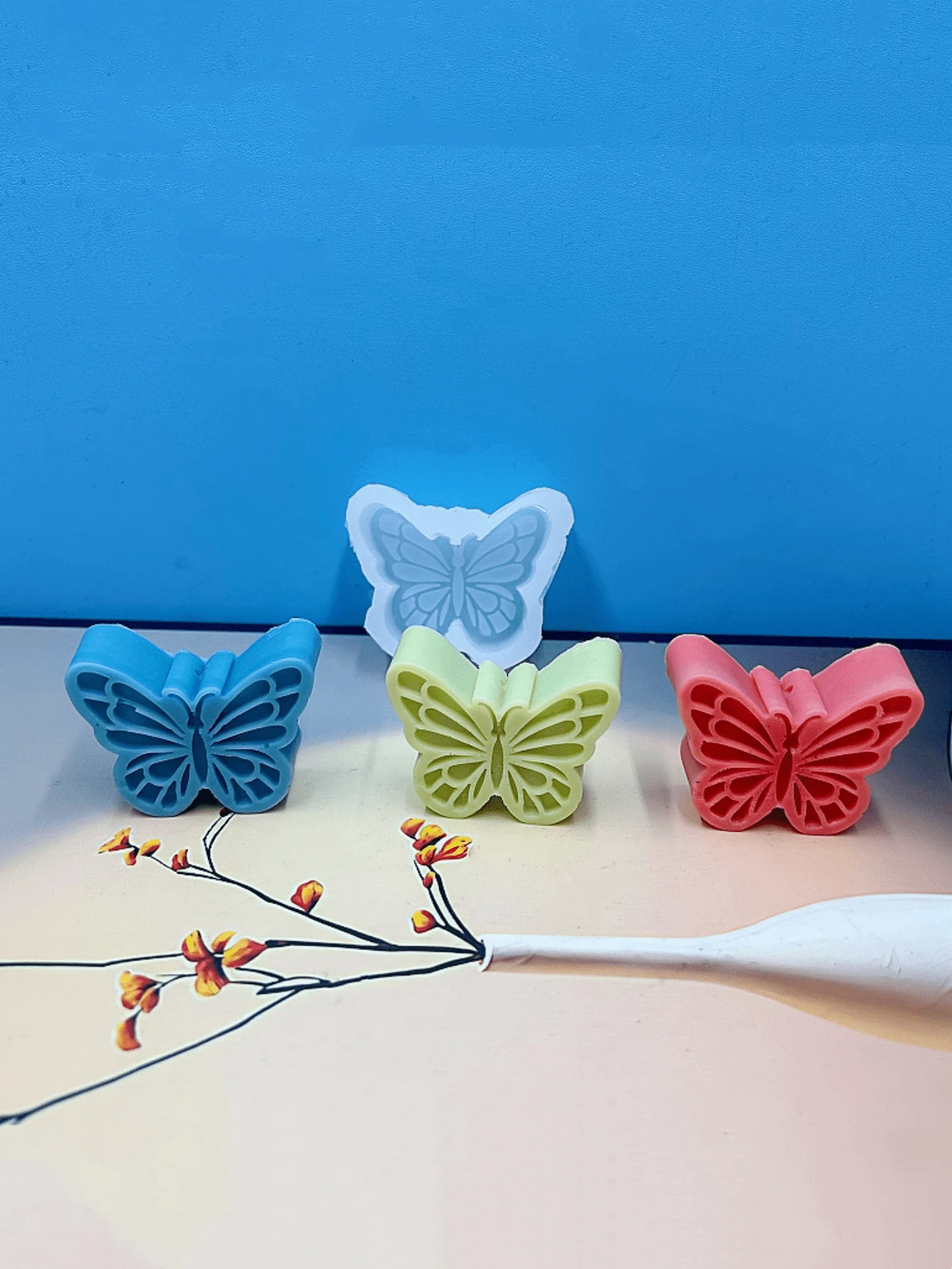 1个新款3号蝴蝶硅胶模具，小型蝴蝶DIY香氛石石膏扩香器硅胶模具 - A-白色 - 查看 1