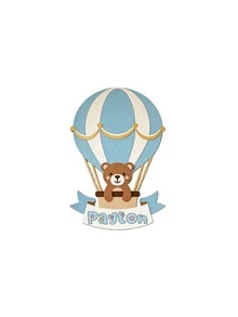 1pc Personalized Children's Decoration, Wooden Bear Hot Air Balloon Pattern 25-35cm, Bedroom Nursery Decor, Back To School Gift For Kids And Students - Black - View 7