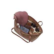 Coach Bolso de hombro para mujer CCD66IMXHE, de PVC con cuero, resistente al desgaste y a los arañazos, de gran capacidad, versátil para ir al trabajo y viajar, marrón clásico y lujoso - marrón - Ver 4