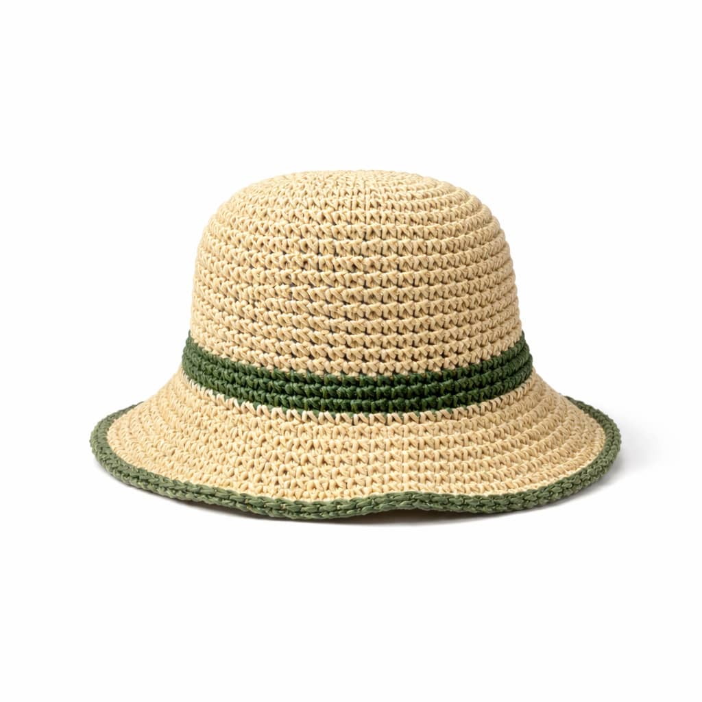 Women's Crochet Bucket Hat, Summer Beach Casual Fashion, Boho Chic, Sun Protection - Green - View 1