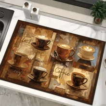 1 tấm thảm nhỏ giọt in hình cốc cà phê, tấm lót thấm hút mới cho quầy bếp, tấm lót thấm hút đồ ăn - tấm lót thấm hút bát đĩa, tấm lót mềm chống trượt nhanh khô bằng Diatomite, thích hợp cho quầy bếp, máy pha cà phê espresso và nhiều loại khác - Nhiều màu - Xem 5