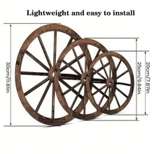 3 chiếc bánh xe đẩy bằng gỗ trang trí tường, 3 chiếc bánh xe đẩy phong cách phương Tây cổ điển khác nhau, đồ trang trí treo tường hình bánh xe tải trang trại cho sân vườn, nhà, quầy bar, nhà để xe - Nhiều màu - Xem 3