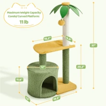 Butterslay 1PC 37inch Cat Tree Cat Tower With Natural Sisal - Green - View 8