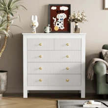 Sideboard, Chest Of Drawers With Special Doors, Gold Handles, Sideboard/Shoe Cabinet/Dressing Table [OLD SKU:WF325795WAA] - White - View 5