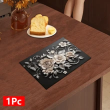 1pc 3D Floral Design Absorbent Drying Mat, New Waterproof Kitchen Counter Drying Pad, Soft Silicone Non-Slip Quick Dry Mat For Kitchen Counter, Coffee Maker, Etc. - FULSD253 - View 12