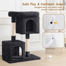 Butterslay 1PC Modern Cat Tree Cat Tower Cat House With Scratching Posts For Small Medium Cats - màu đen - Xem 3