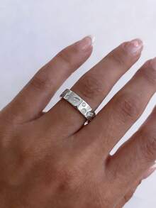 1枚闪亮几何锆石戒指，女士结婚戒指，925纯银承诺戒指，永恒戒指，精美珠宝礼品 - 幾何 - 查看 5