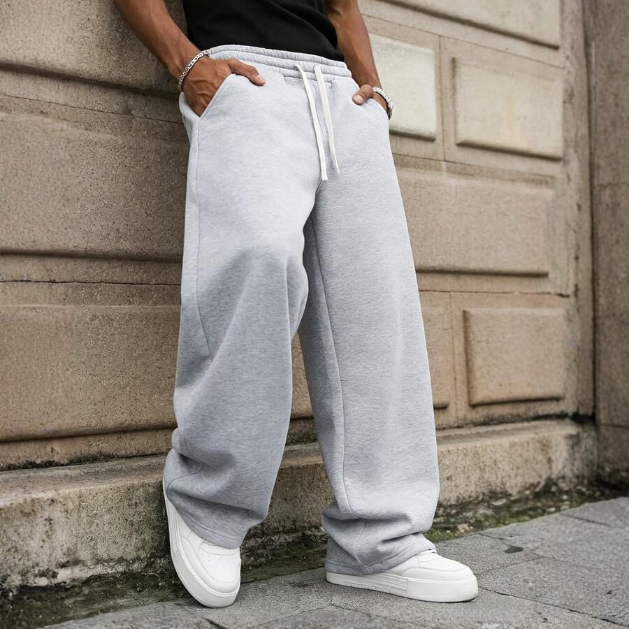 Oversized Sweatpants, Gothic Urban Street Alternative Style - Grey - View 1
