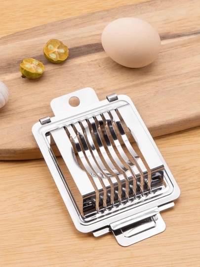 1pc Stainless Steel Multi-Function Egg Slicer, 430 Stainless Steel Egg Cutter, Kitchen Small Tool, Egg & Salted Egg Separator, High-Quality Kitchen Tool Suitable For Thanksgiving, Christmas, Halloween, Outdoor, Kitchen, Hotel And Restaurant Use, Kitchen Accessory, Egg Cutter, Egg Slicer